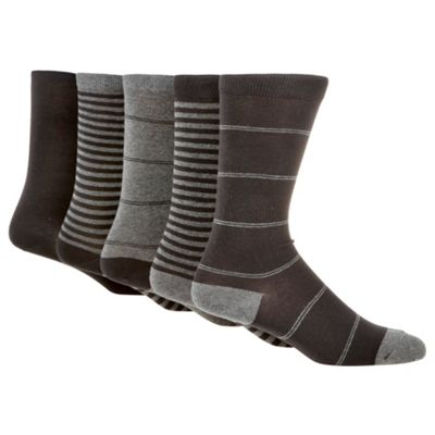 Freshen Up Your Feet Pack of five black striped socks